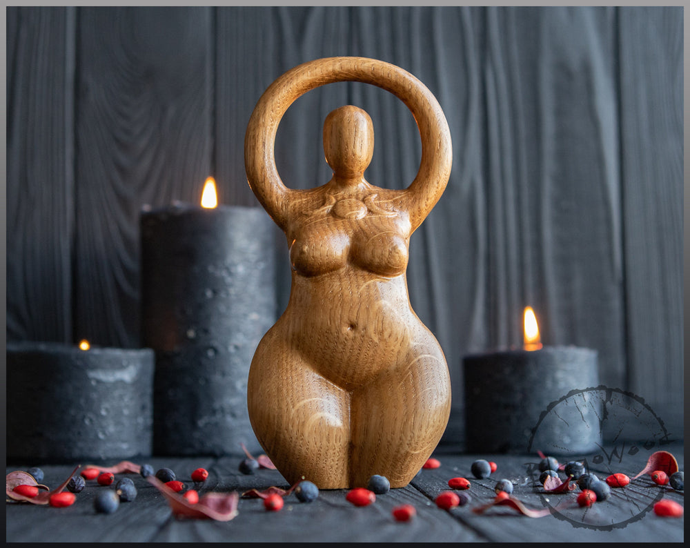 Triple Goddess, Celtic Goddess, Wooden statue, for Pagan Altar kit