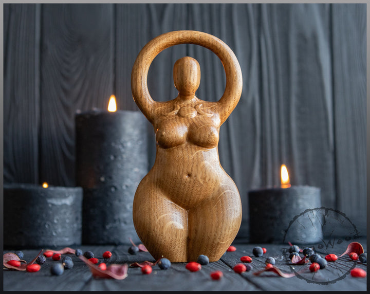 Triple Goddess, Celtic Goddess, Wooden statue, for Pagan Altar kit