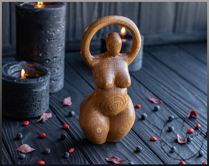 Spiral Goddess, Celtic Goddess, Wooden statue, for Pagan Altar kit